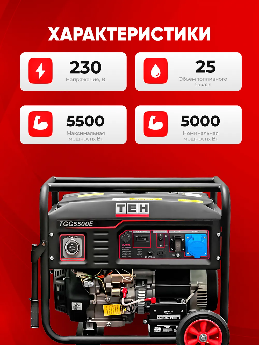 Генератор TEH TGG5500E — характеристики