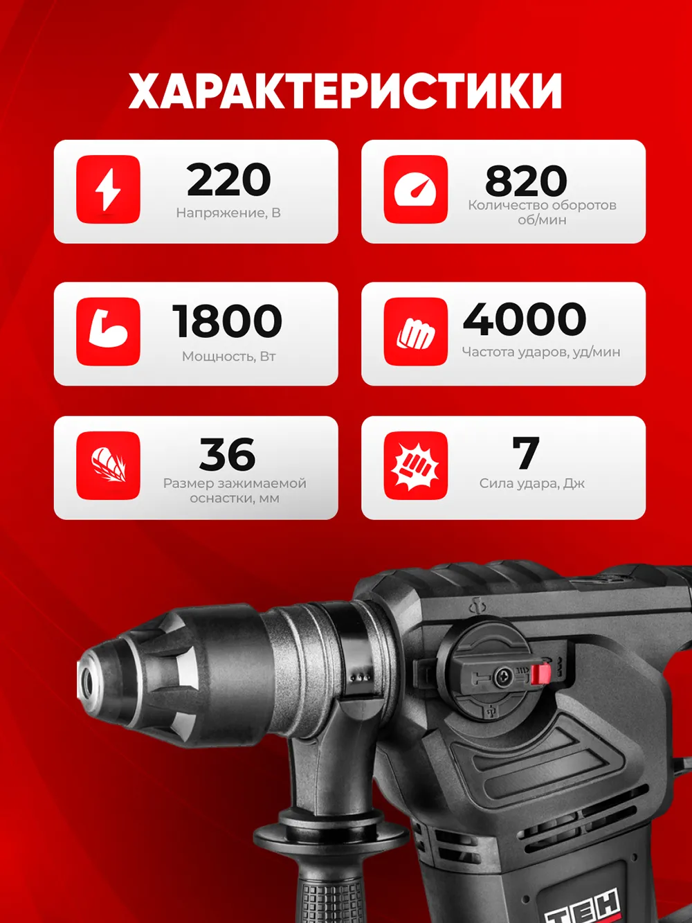 Перфоратор TEH TH3618V — характеристики