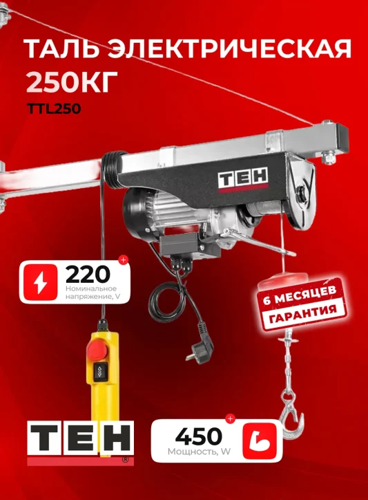 Электрическая таль TEH TTL250 — основное фото
