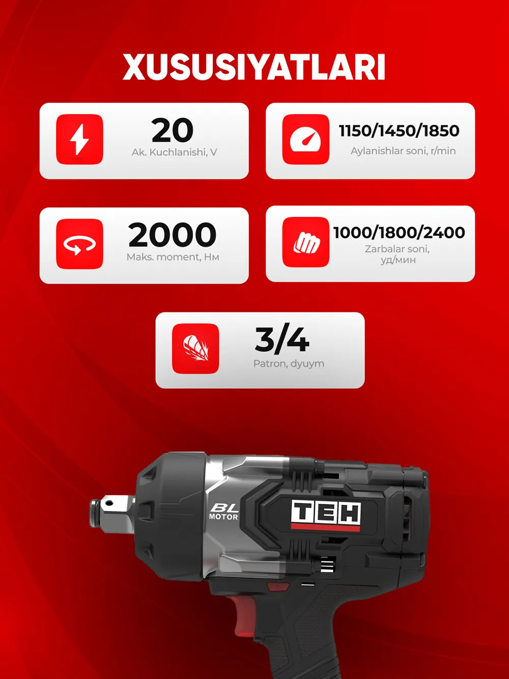 TEH LW2000N-1B drel — xususiyatlari