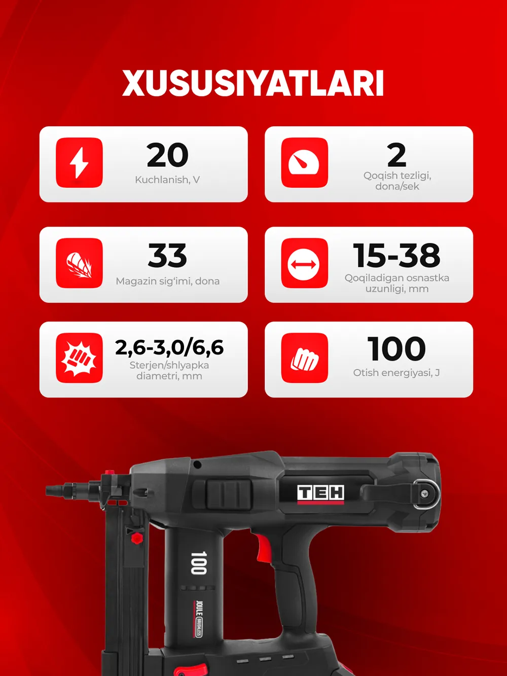 TEH LGN40-1B akkumulyatorli uskuna — xususiyatlari