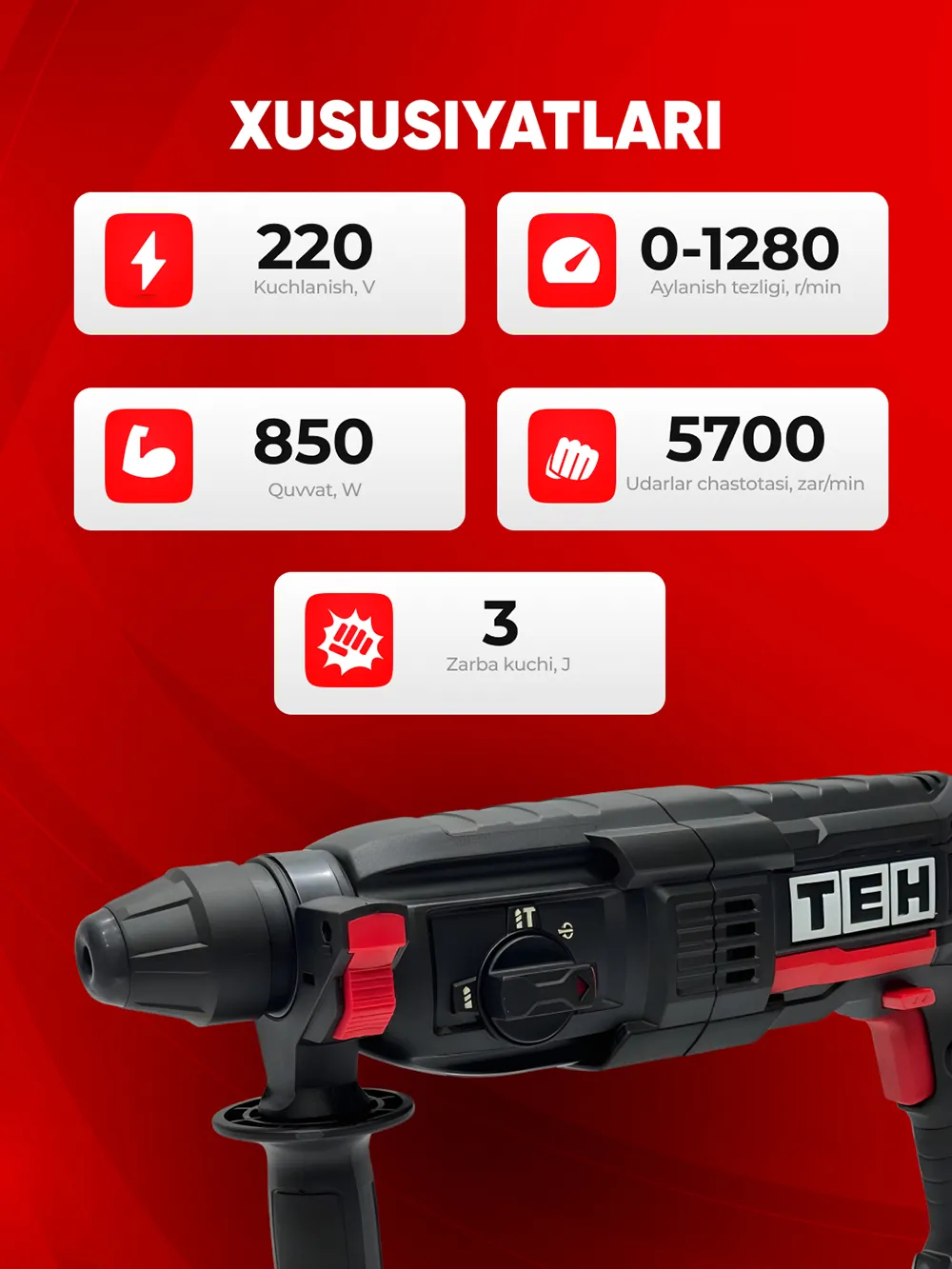 TEH TH2609M perforator — xususiyatlari