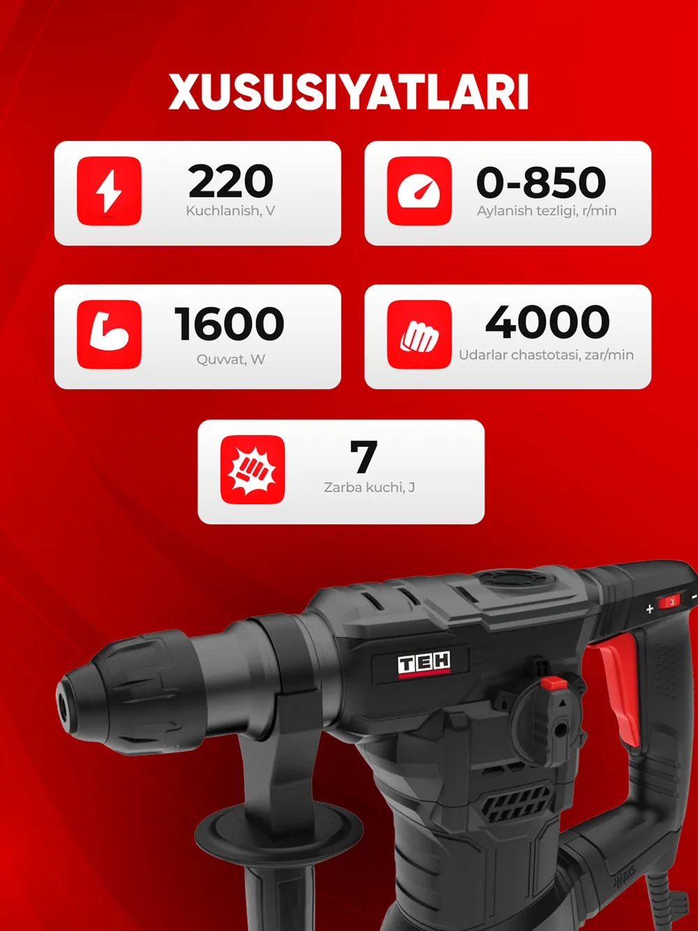TEH TH3818V perforator — xususiyatlari
